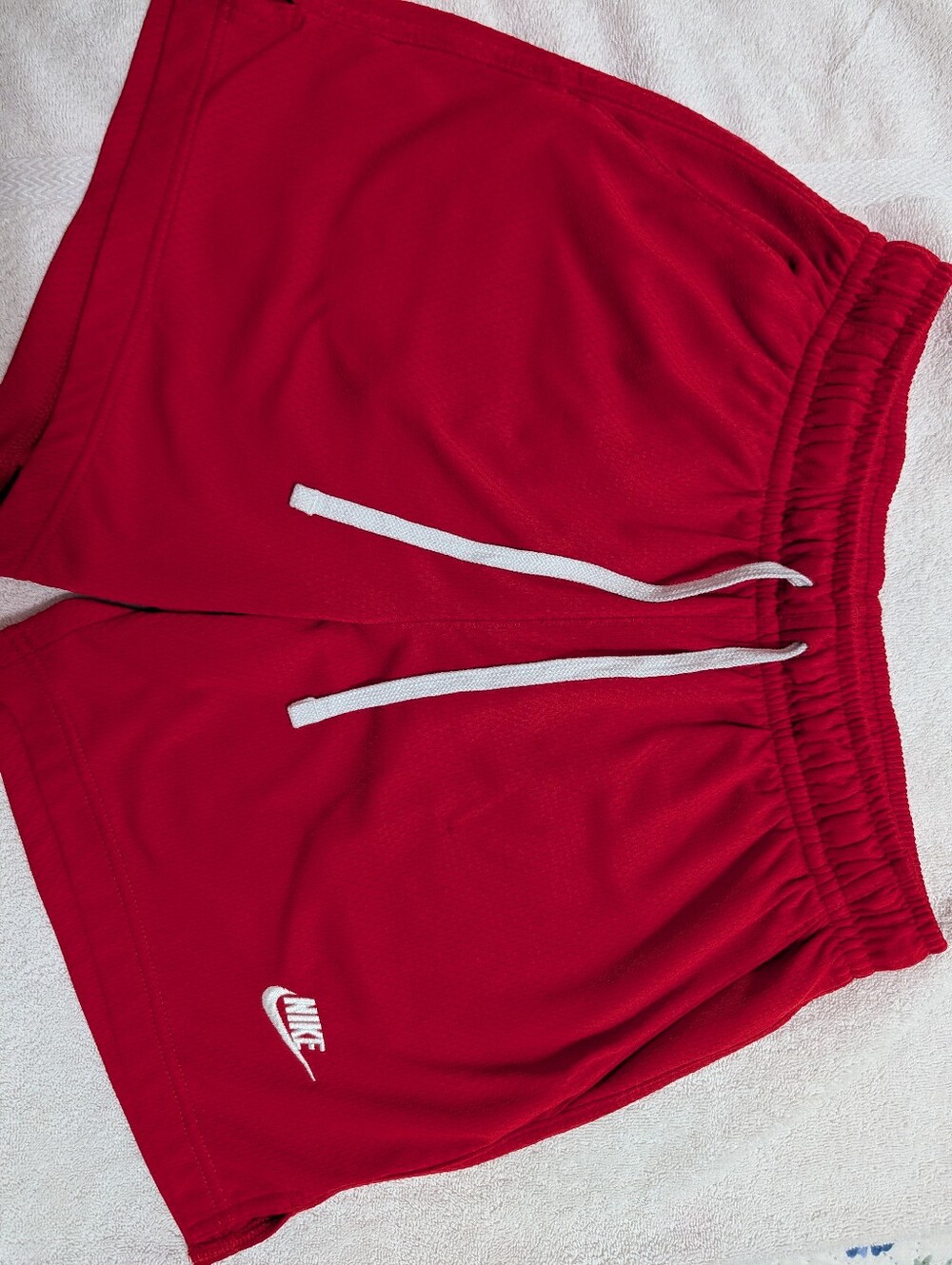 Nike Men’s Red Athletic Shorts with White Drawstring